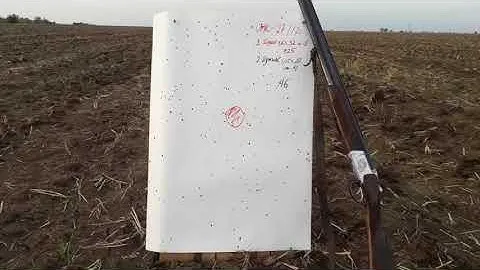 Отстрел патронов 12 кал с навеской 32 и 28 гр дроби из ружья ИЖ-27 Е , стволы 660 мм, цилиндры.